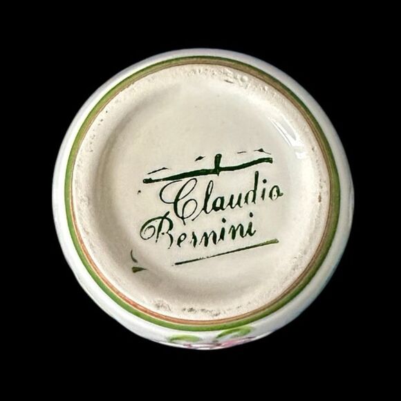 Vintage Italian Hand Painted Claudia Bernini Signed Pottery Small Jar Vase Cup - Picture 6 of 9